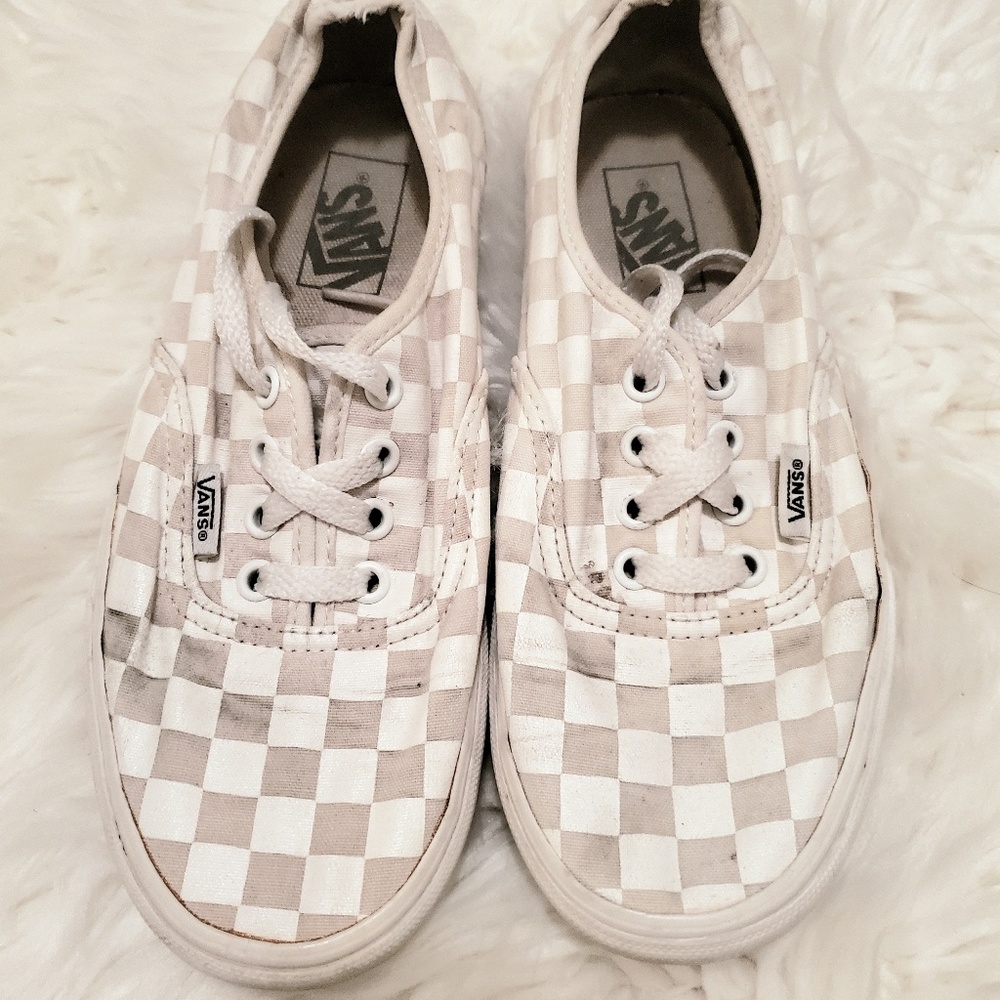 White checkerboard vans
